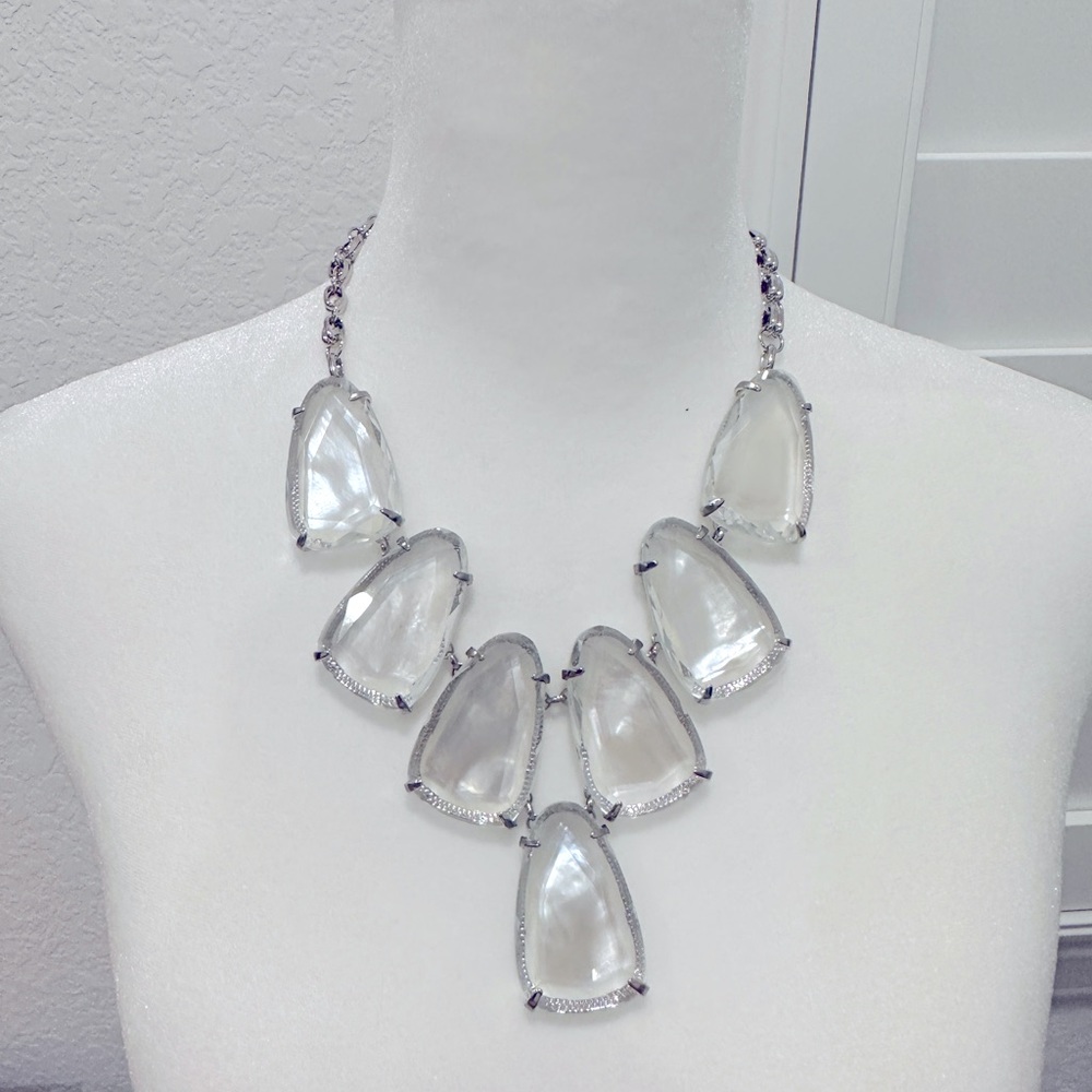 Kendra Scott, Harlow statement necklace, white and silver